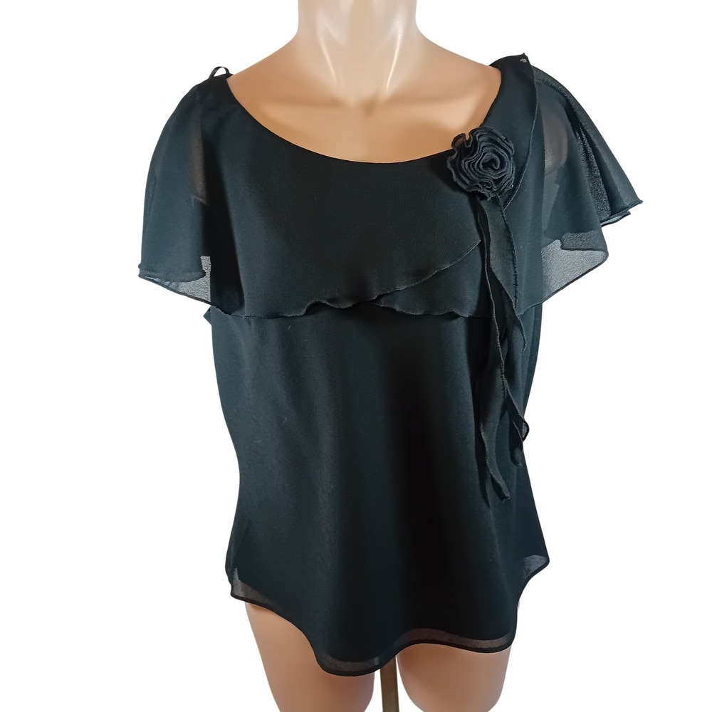 90s Y2K Vintage Plus Size Jessica Cocktail Blouse Rosette Chiffon Formal 17/18